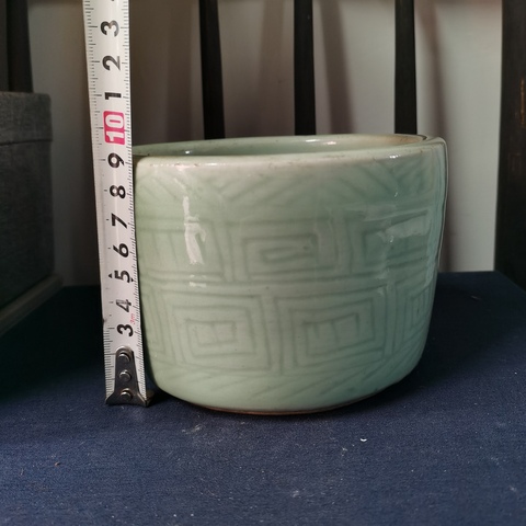 古玩陶瓷清乾嘉青釉圈足筒式香爐拍賣,當前價格1800元