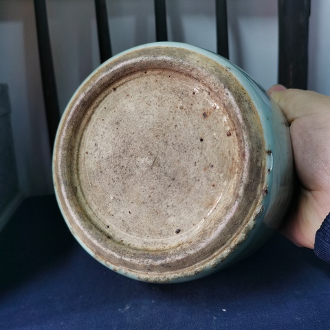 古玩陶瓷清乾嘉青釉圈足筒式香爐拍賣,當前價格1800元