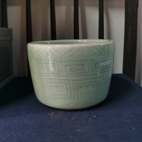 古玩陶瓷清乾嘉青釉圈足筒式香爐拍賣,當前價格1800元