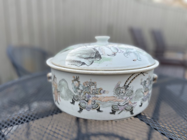 古玩陶瓷人物紋四系一品鍋真品鑒賞圖