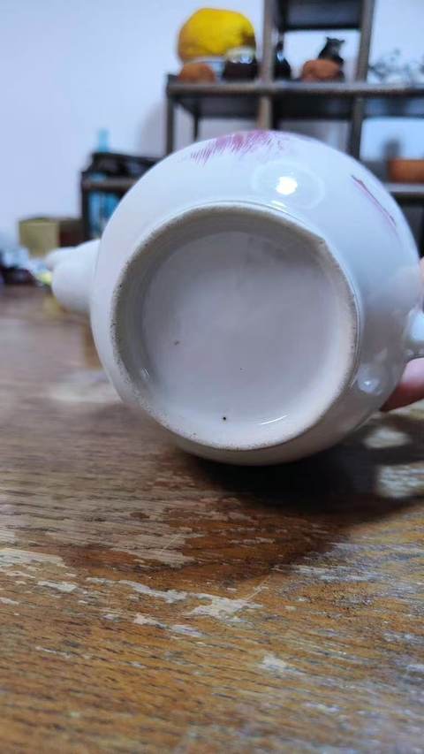 古玩陶瓷胭脂紅山水人物茶壺拍賣，當前價格1000元