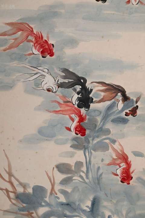 古玩字畫水深魚極樂真品鑒賞圖
