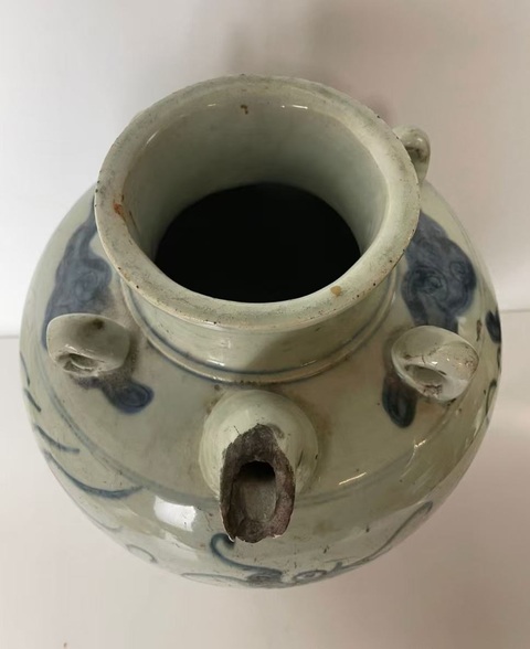 古玩陶瓷龍紋青花四系壺真品鑒賞圖