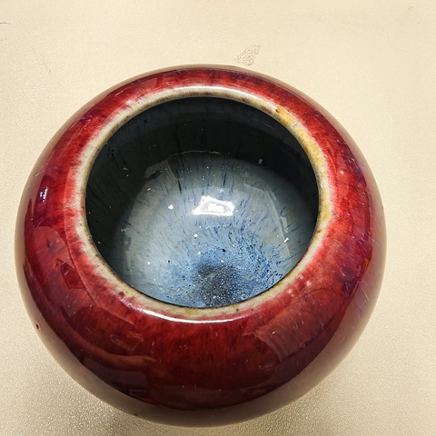 古玩陶瓷紅釉洗真品鑒賞圖