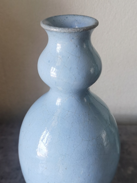 古玩陶瓷藍釉葫蘆瓶真品鑒賞圖