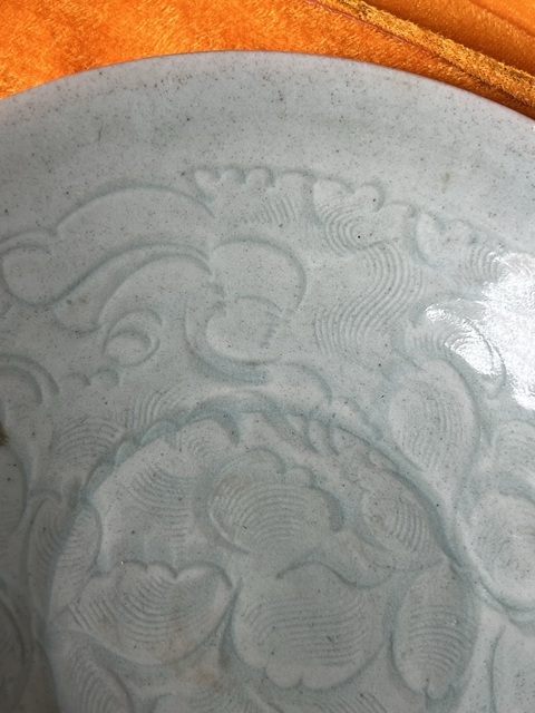 古玩陶瓷湖田窯影青刻花蓖紋娃娃碗真品鑒賞圖