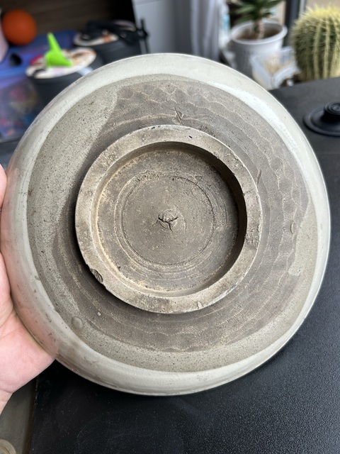 古玩陶瓷元代?白地黑花折枝壽桃紋盤拍賣,當前價格1600元