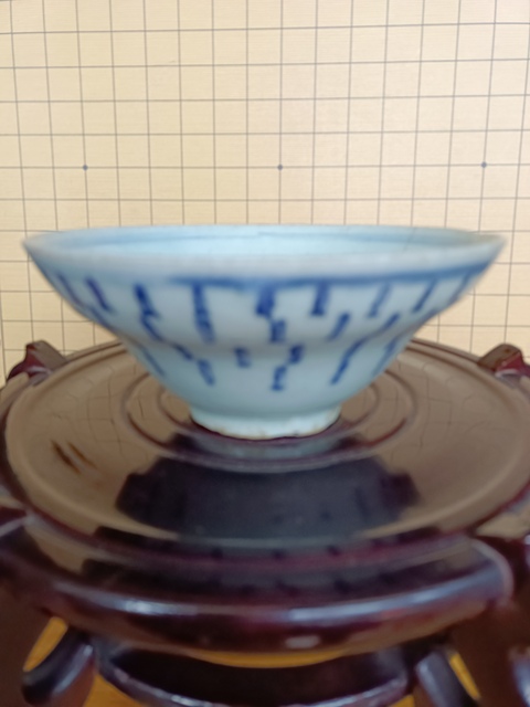 古玩陶瓷清雍乾.梵字紋青花束腰碗拍賣，當前價格168元