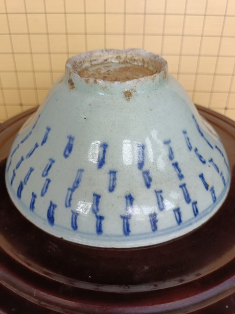 古玩陶瓷清雍乾.梵字紋青花束腰碗拍賣，當前價格168元