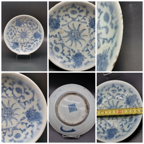 古玩陶瓷粉彩花卉紋碗+青花紋盤合拍拍賣,當前價格299元