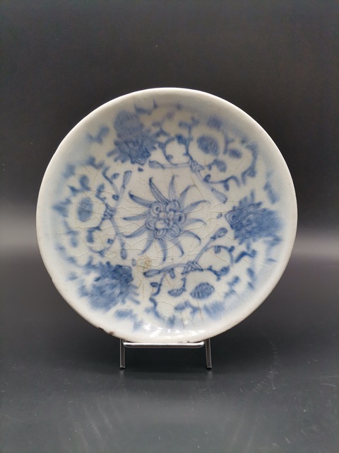 古玩陶瓷粉彩花卉紋碗+青花紋盤合拍拍賣,當前價格299元