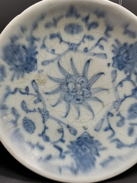 古玩陶瓷粉彩花卉紋碗+青花紋盤合拍拍賣,當前價格299元