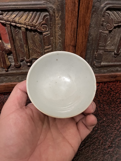 古玩陶瓷大雞圖礬紅杯真品鑒賞圖