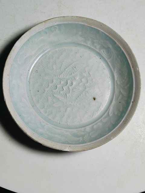 古玩陶瓷湖田窯青白釉雙魚洗拍賣，當前價格2400元