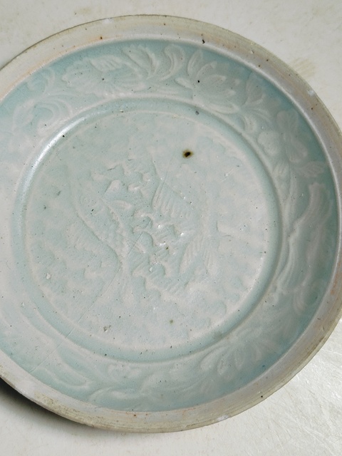 古玩陶瓷湖田窯青白釉雙魚洗拍賣，當前價格2400元