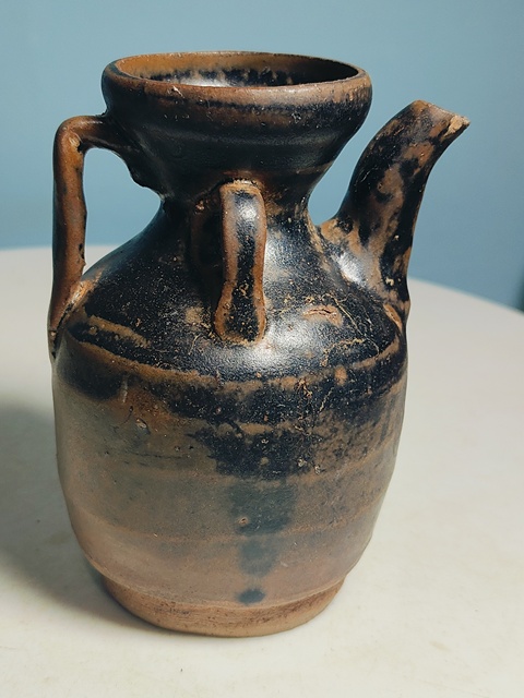 古玩陶瓷吉州窯系褐釉執(zhí)壺拍賣，當(dāng)前價(jià)格1600元