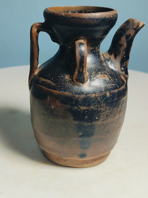 古玩陶瓷吉州窯系褐釉執(zhí)壺拍賣，當(dāng)前價(jià)格1600元