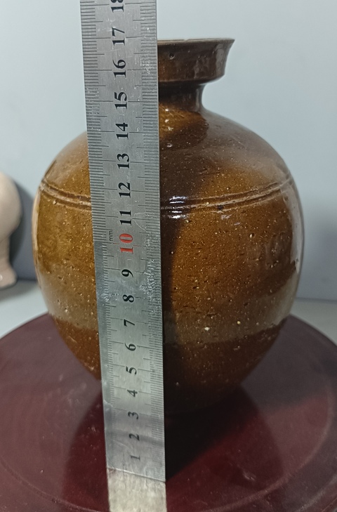 古玩陶瓷精美黃釉黃釉盤口瓶拍賣，當(dāng)前價(jià)格1180元