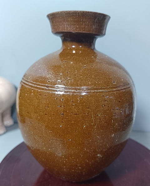 古玩陶瓷精美黃釉黃釉盤口瓶拍賣，當(dāng)前價(jià)格1180元