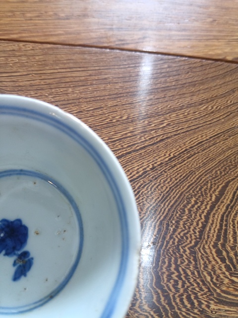 古玩陶瓷清-康熙-洞石花蝶紋-青花馬蹄杯拍賣,當前價格850元