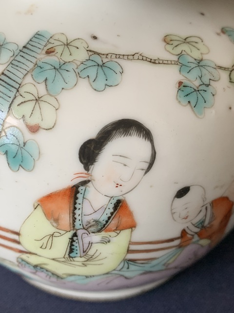 古玩陶瓷粉彩三娘教子圖蘋果尊拍賣,當前價格5000元