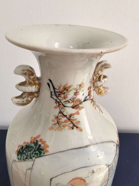 古玩陶瓷晚清名家 汪芳林 淺絳彩嬰戲圖花瓶拍賣,當前價格2980元