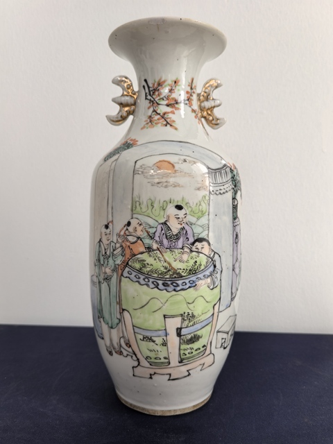 古玩陶瓷晚清名家 汪芳林 淺絳彩嬰戲圖花瓶拍賣,當前價格2980元