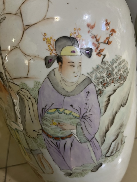 古玩字畫清未民初粉彩福祿壽人物雙耳對瓶拍賣，當前價格18000元