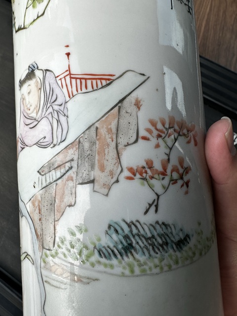古玩陶瓷清晚期 汪永泰淺降彩帽筒真品鑒賞圖