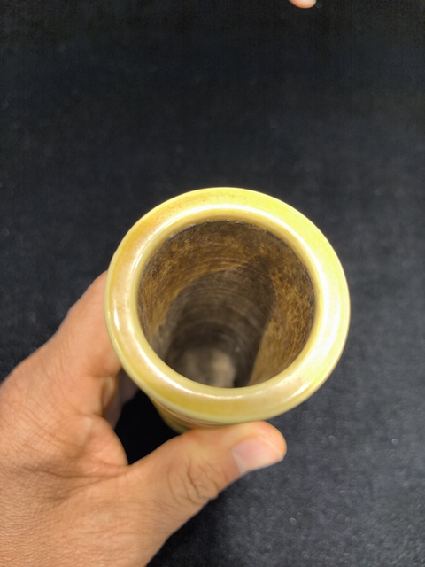 古玩陶瓷黃釉竹節(jié)型香筒真品鑒賞圖