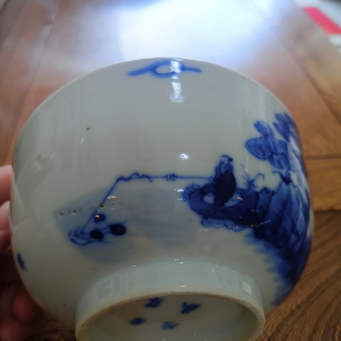 古玩陶瓷渭水投竿日歧山入夢晨青花碗拍賣，當前價格1880元