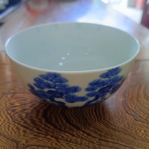 古玩陶瓷渭水投竿日歧山入夢晨青花碗拍賣，當前價格1880元