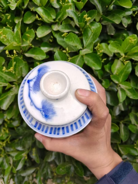 古玩陶瓷清晚期 青花松鶴壯罐真品鑒賞圖