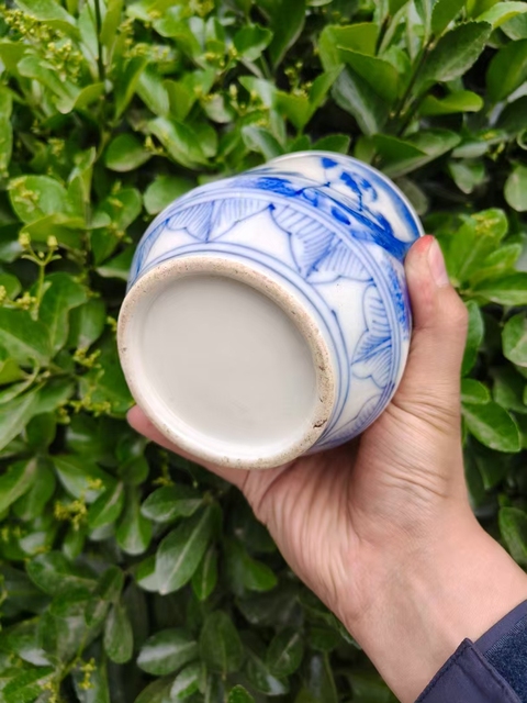 古玩陶瓷清晚期 青花松鶴壯罐真品鑒賞圖