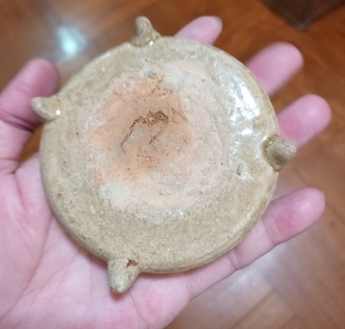 古玩陶瓷四足青釉青釉硯臺真品鑒賞圖
