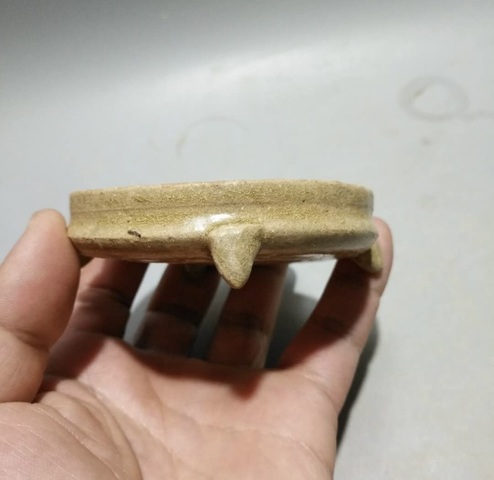 古玩陶瓷四足青釉青釉硯臺真品鑒賞圖