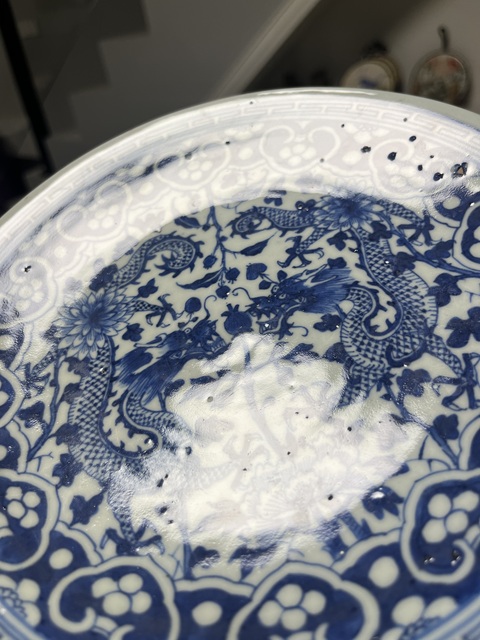 古玩陶瓷青花龍紋盤真品鑒賞圖