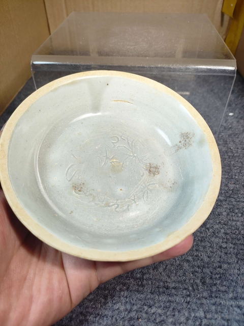 古玩陶瓷青白釉花卉紋洗真品鑒賞圖