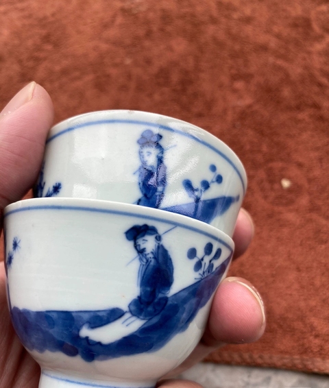 古玩陶瓷青花人物紋杯真品鑒賞圖