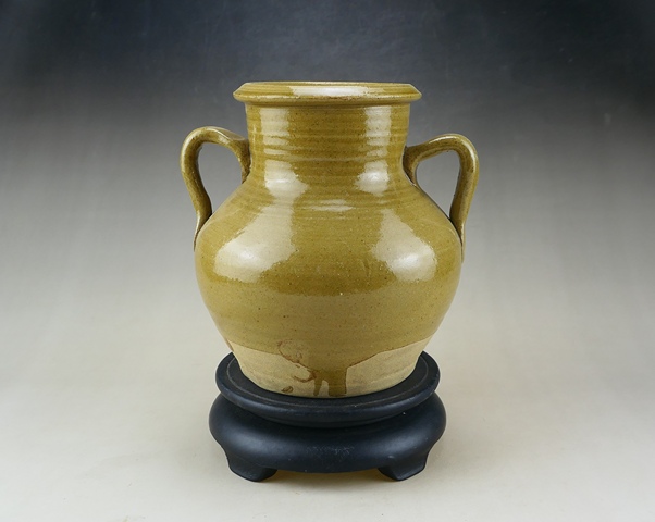 古玩陶瓷黃釉雙系罐真品鑒賞圖