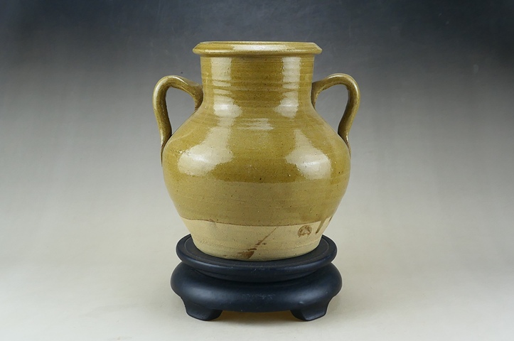 古玩陶瓷黃釉雙系罐真品鑒賞圖