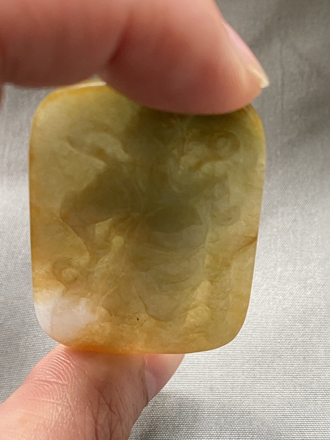 古玩玉器（一口價放漏）當代翡翠雕“關公牌”拍賣，當前價格1500元