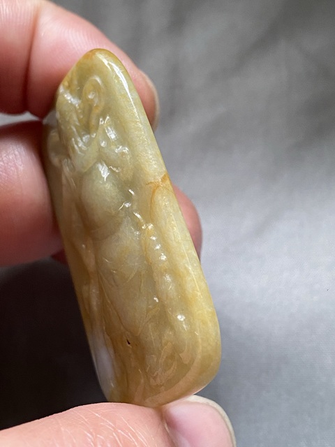 古玩玉器（一口價放漏）當代翡翠雕“關公牌”拍賣，當前價格1500元