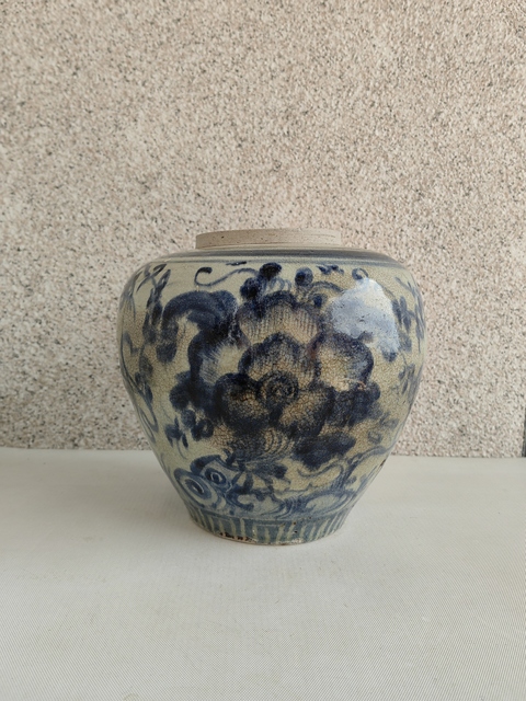 古玩陶瓷青花花卉紋罐拍賣,當前價格850元