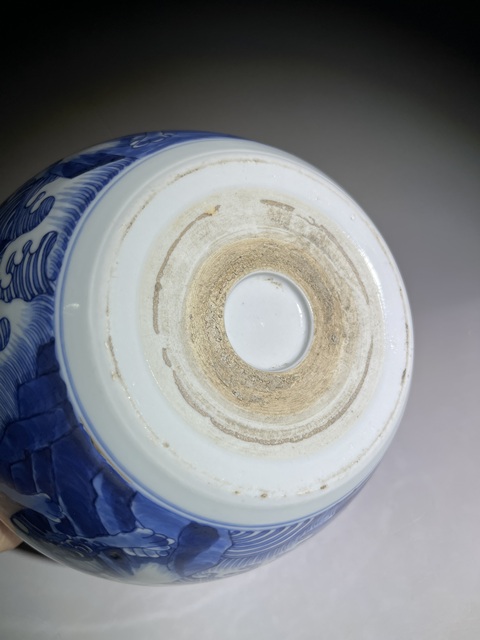 古玩陶瓷青花海水瑞獸紋缸拍賣，當前價格40000元