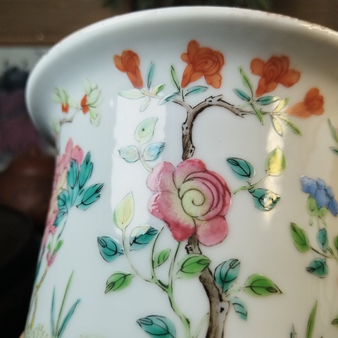 古玩陶瓷粉彩花卉紋花盆拍賣，當(dāng)前價(jià)格6500元