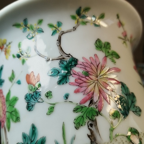 古玩陶瓷粉彩花卉紋花盆拍賣，當(dāng)前價(jià)格6500元