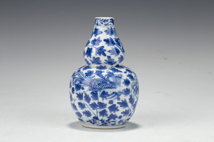 晚清·青花鳳穿牡丹紋葫蘆瓶拍賣，當前價格12000元