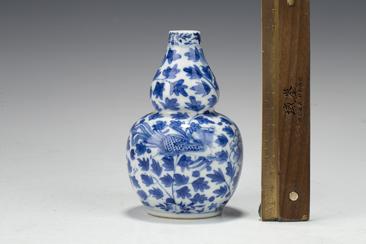 古玩陶瓷晚清·青花鳳穿牡丹紋葫蘆瓶真品鑒賞圖