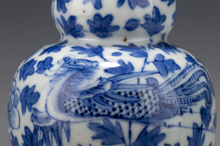 古玩陶瓷晚清·青花鳳穿牡丹紋葫蘆瓶真品鑒賞圖